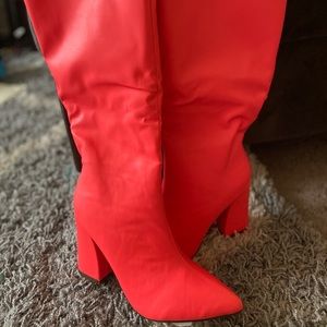 Neon heeled boots